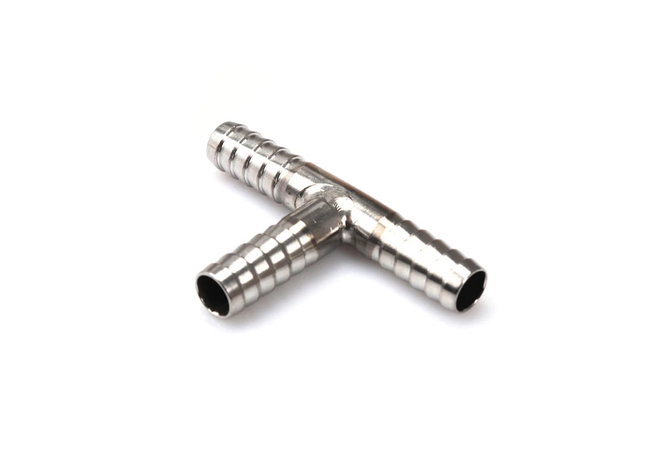 T-connector Stainless with 6mm hose barbs
